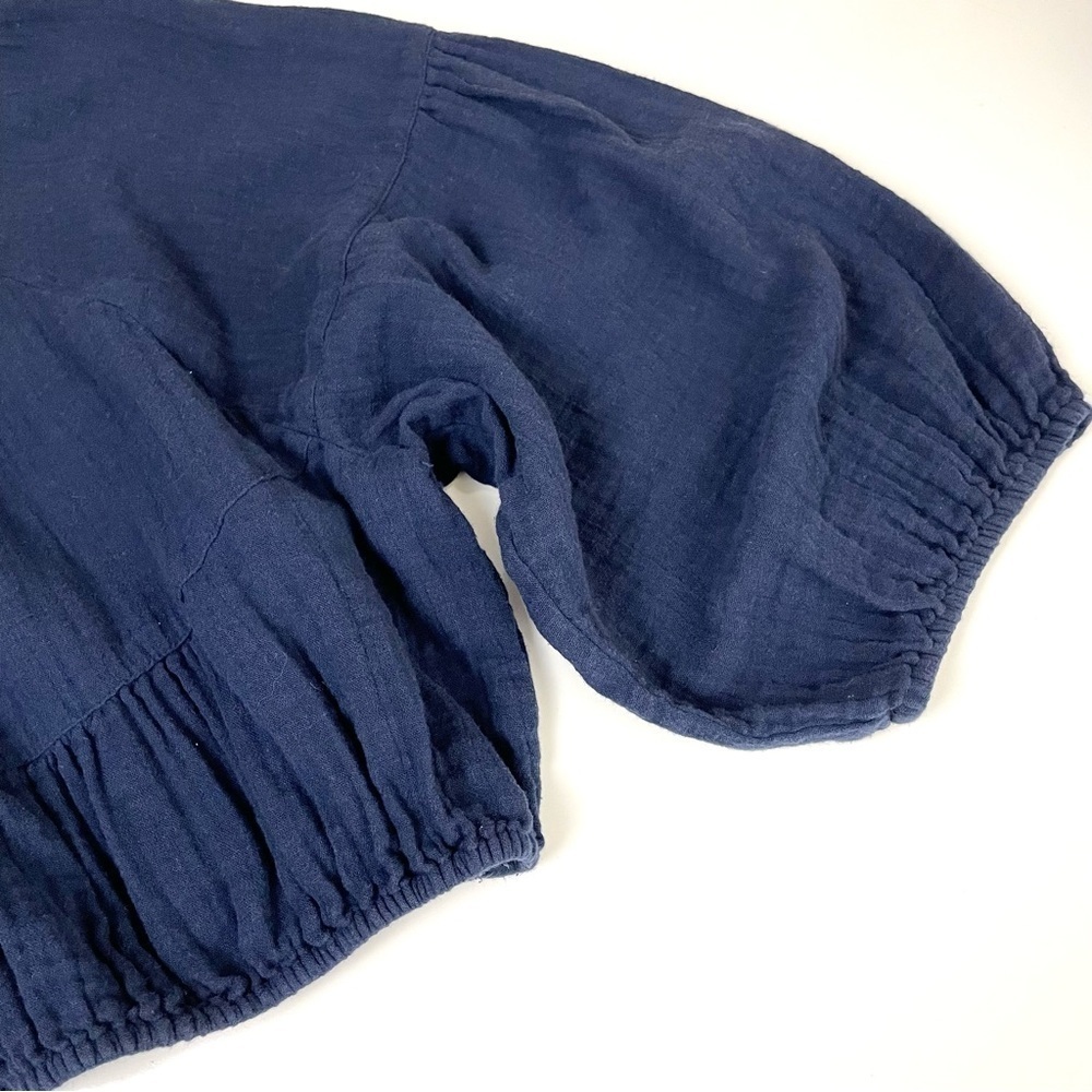 Apiece Apart Cela‎ Ruffled Crop Top Cotton Navy - Picture 11 of 11